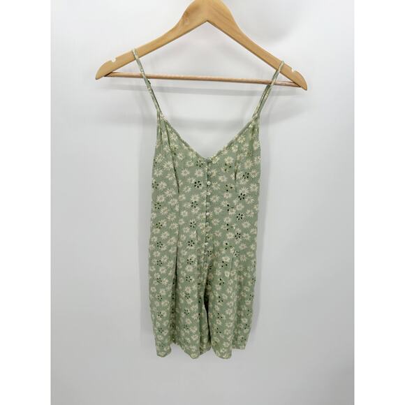 American Eagle AEO Green Cream Floral Print Romper Women's Size X-Small XS - Picture 12 of 12